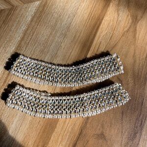 Gold and Pearl Kundan-Style Anklets- Pair